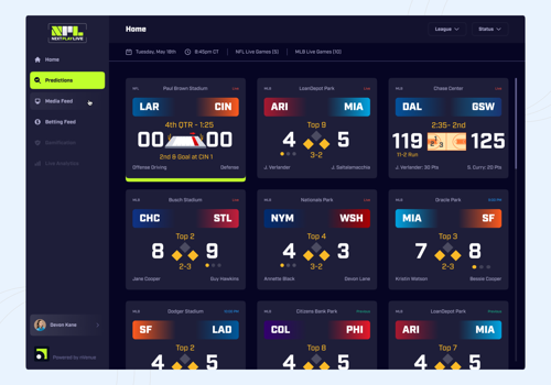 Next Play Live Web Application UI/UX Design