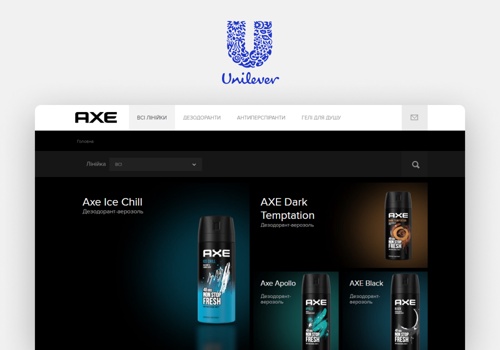 Product site for AXE