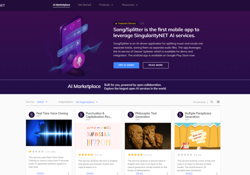 SingularityNet AI Marketplace