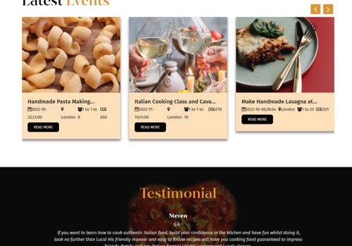 Website designing for Cook With Luca
