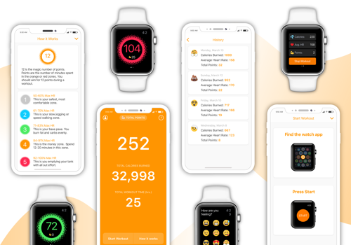 Orange Workout Tracking app for apple watch and Mobile