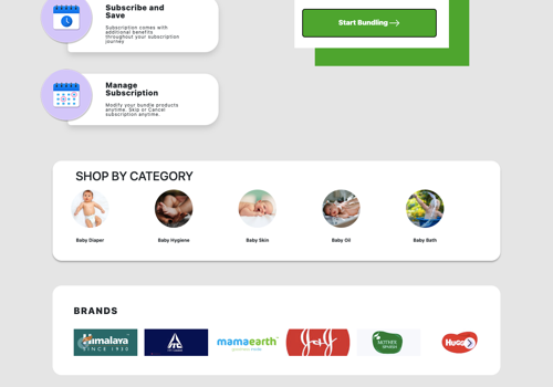 Buy / Subscribe to baby care products - Website