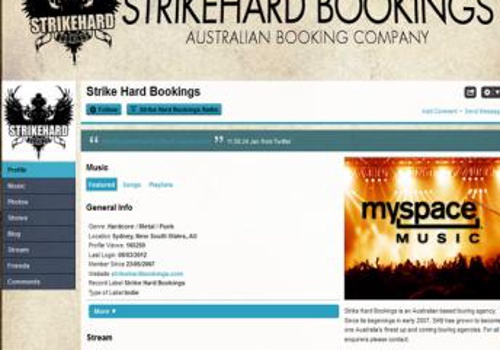 Strike Hard Bookings - Gig Guide Application