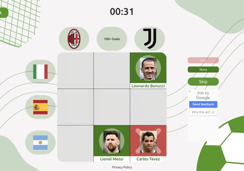 Football Tic Tac Toe Online Game