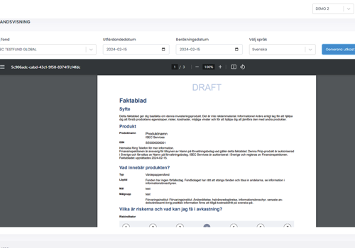 A multi tenant reporting tool PRIIPS KID Req.